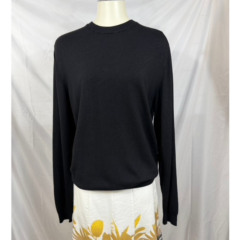 Zara Sweater Black Crewneck Basic Classic Lightweight Large Long-Sleeve Layering